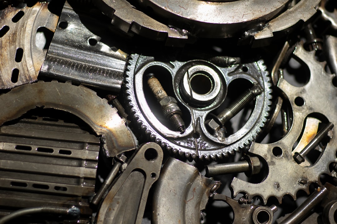 Close-up of transmission gears and mechanical components